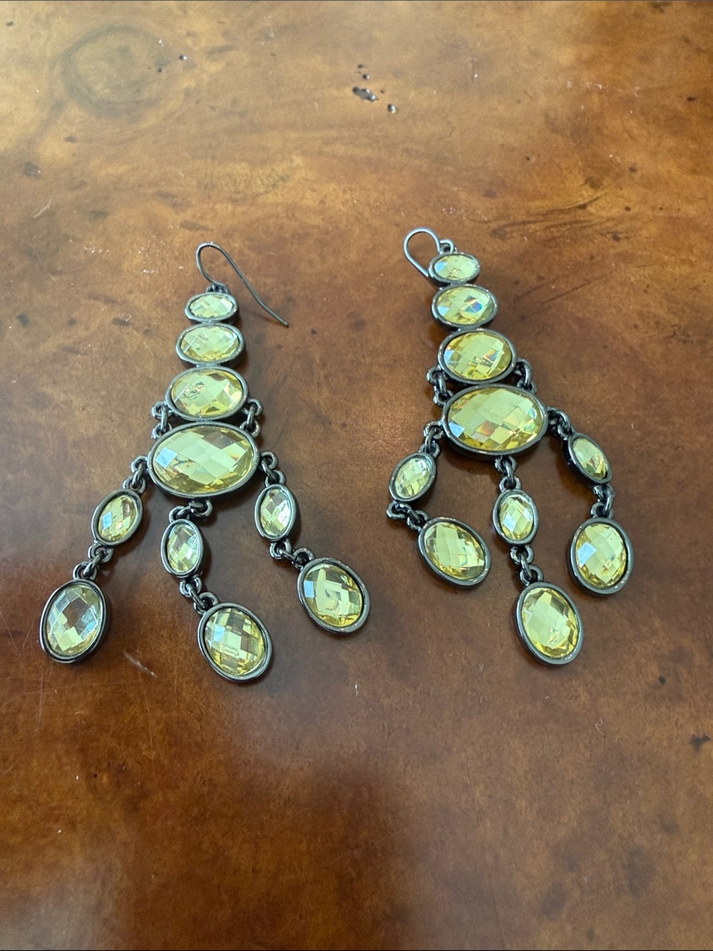 Yellow Crystal Chandelier Drop Earrings - Women Jewelry